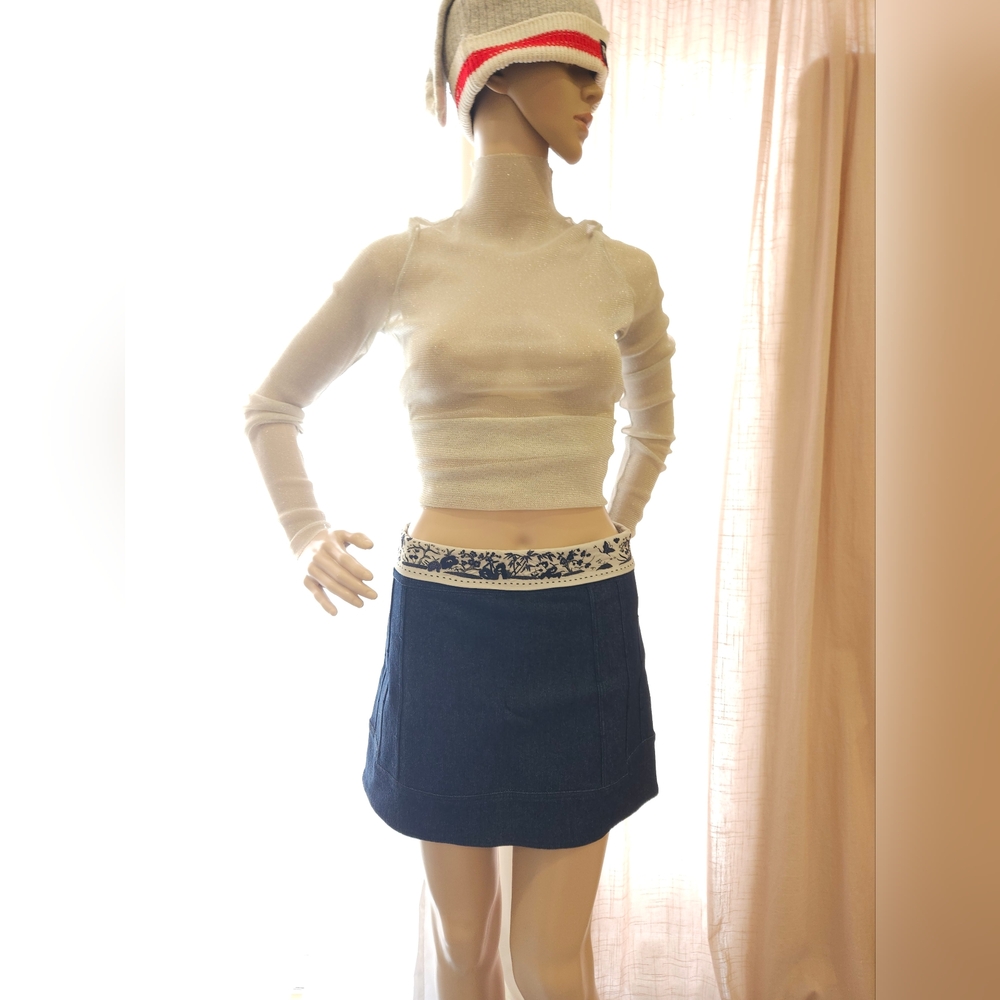 Rare Vintage Hand-Embroidered Mini/ A-Line Skirt By SHIATZY CHEN